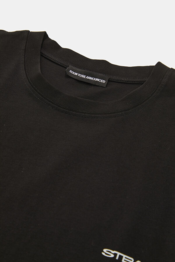 Relax Fit Black Crew Neck Printed Men's T-Shirt 3