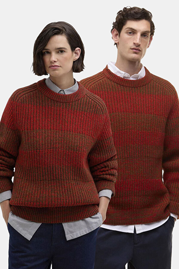 X Paul Smith Saddle Crew Neck Kırmızı Desenli Yün Kadın Kazak 2