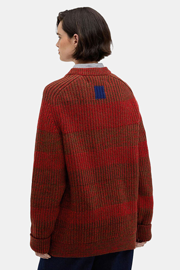 X Paul Smith Saddle Crew Neck Kırmızı Desenli Yün Kadın Kazak 4