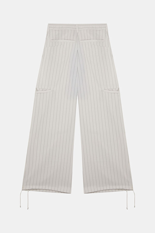 Ekru Bol Paça Kadın Spor Pantolon 2