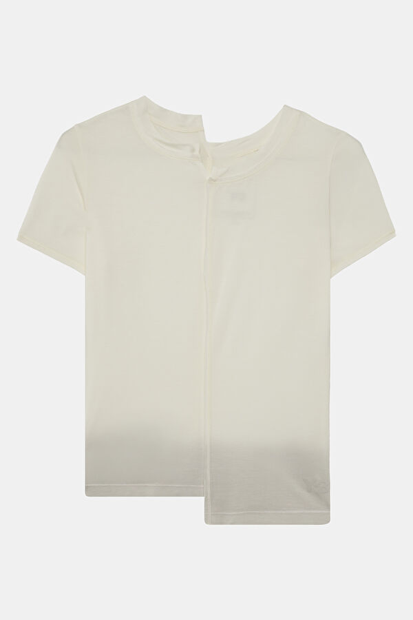 Beyaz V Yaka Kadın T-Shirt