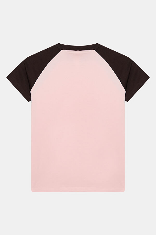 Açık Pembe Bisiklet Yaka Kadın T-Shirt 2