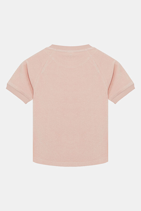 Açık Pembe Bisiklet Yaka Kadın T-Shirt 2