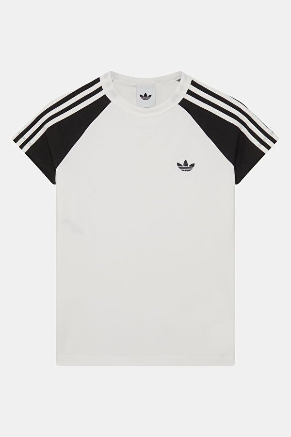 Beyaz Bisiklet Yaka Kadın T-Shirt