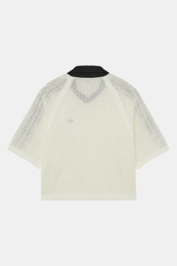 Beyaz Polo Yaka Kadın T-Shirt 2