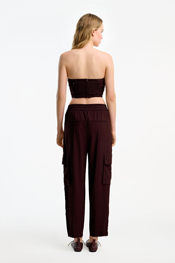 Bordo Regular Kadın Pantolon 2