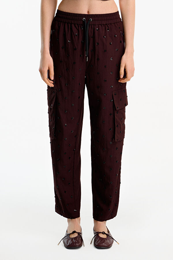 Bordo Regular Kadın Pantolon 3