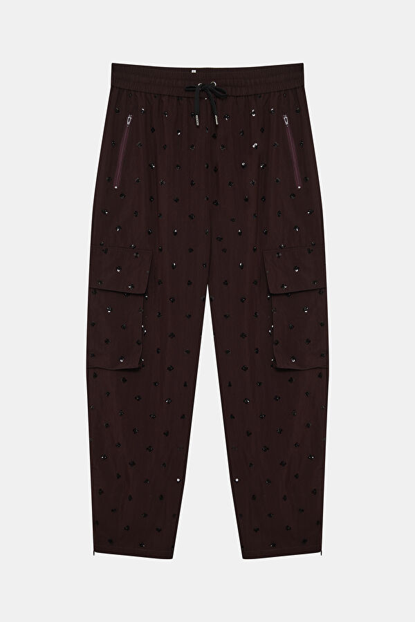 Bordo Regular Kadın Pantolon 4