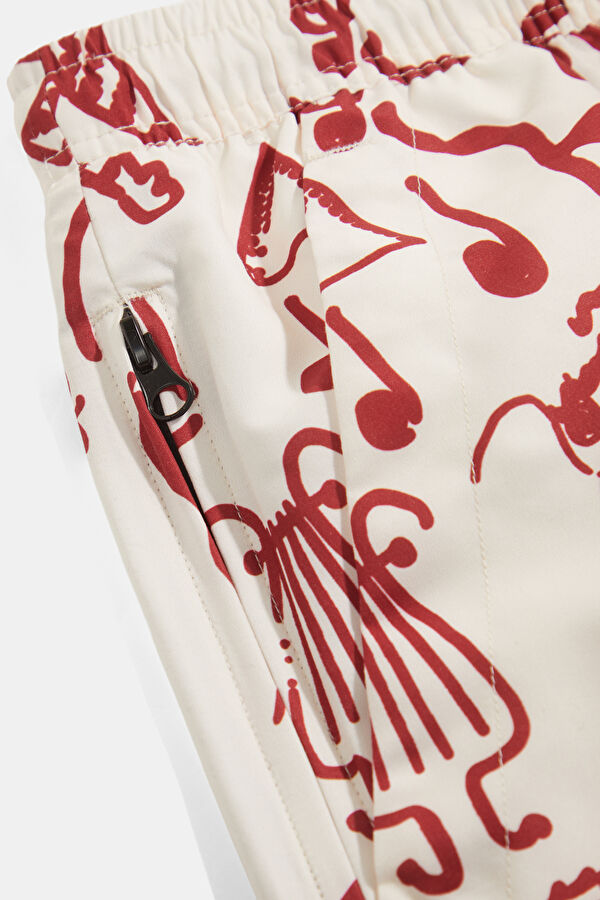 Red Patterned Elasticated Men's Swimsuit 4
