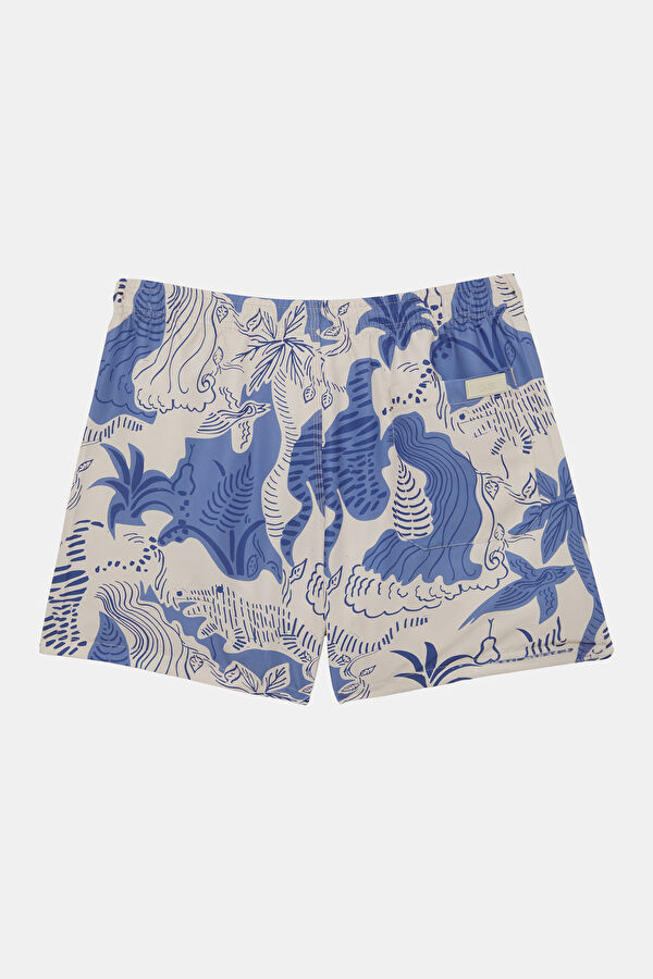 Blue Patterned Elasticated Men's Swimsuit 2