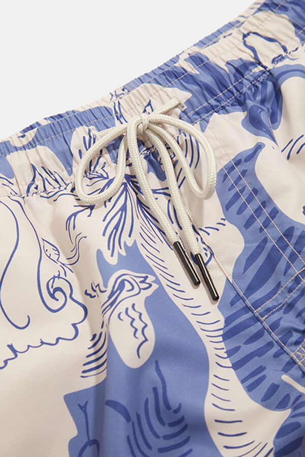 Blue Patterned Elasticated Men's Swimsuit 3