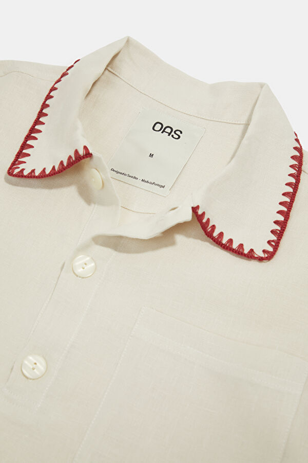 Beige Embroidered Men's Shirt 6