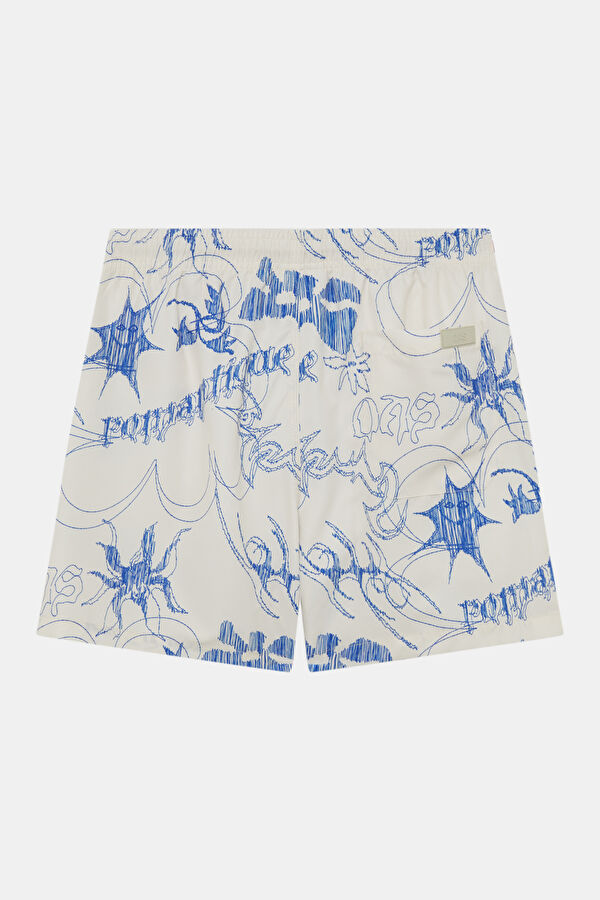 Blue Patterned Elasticated Men's Swimsuit 2