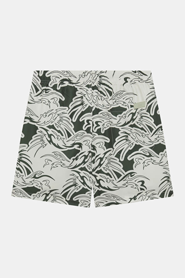 Khaki Patterned Elasticated Men's Swimsuit 2
