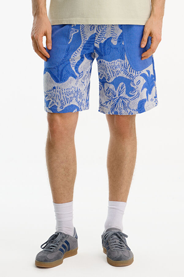 Blue Patterned Men's Shorts 3
