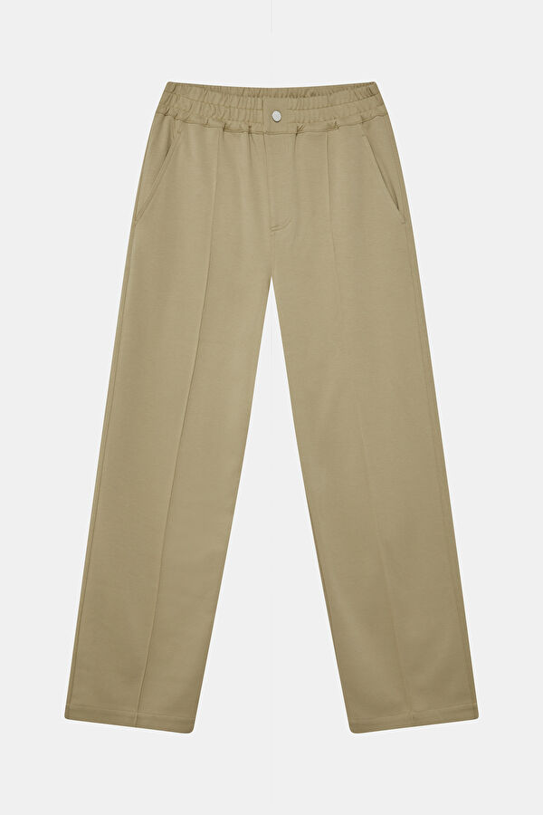 Relax Fit Beige Wide Leg Men's Trousers