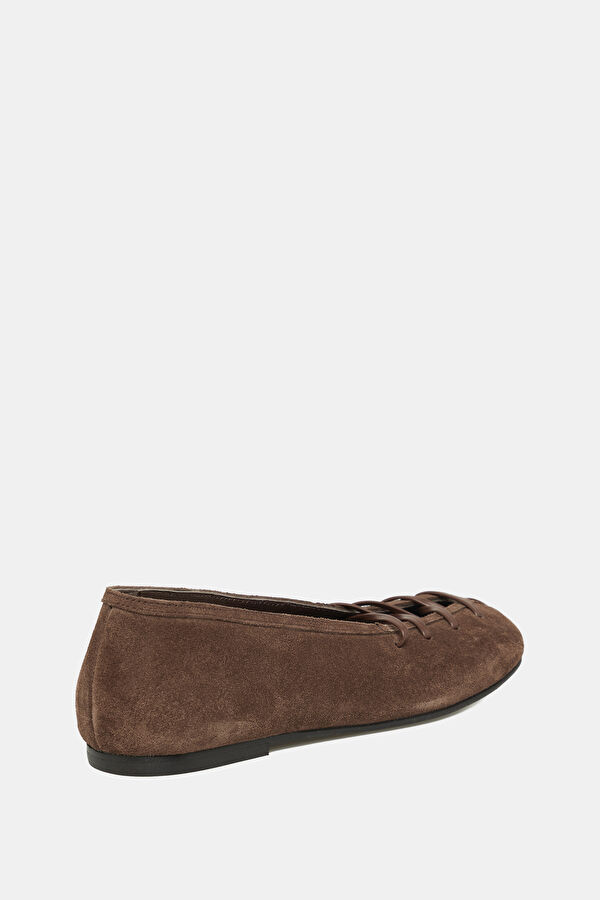 Bumi Suede Leather Kahve Kadın Babet 3