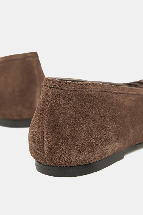 Bumi Suede Leather Kahve Kadın Babet 5