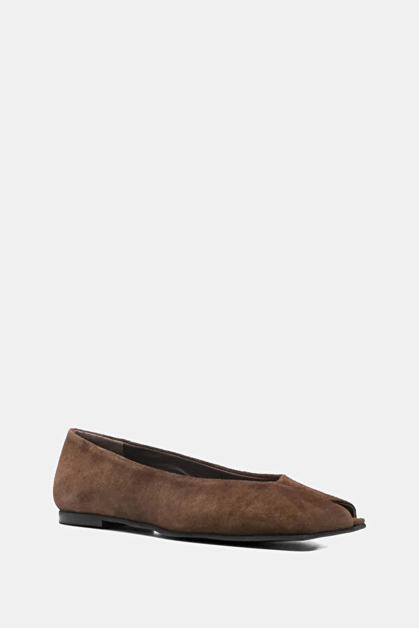 Katia Suede Leather Koyu Kahve Kadın Babet 2