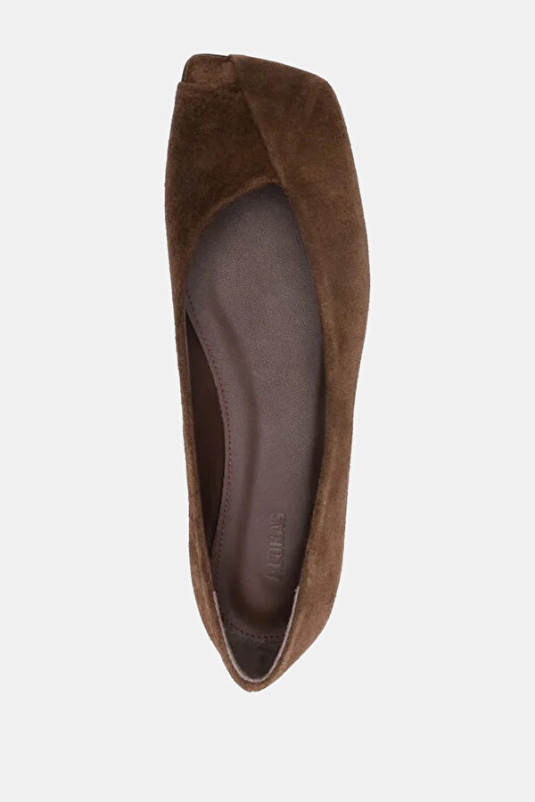 Katia Suede Leather Koyu Kahve Kadın Babet 3