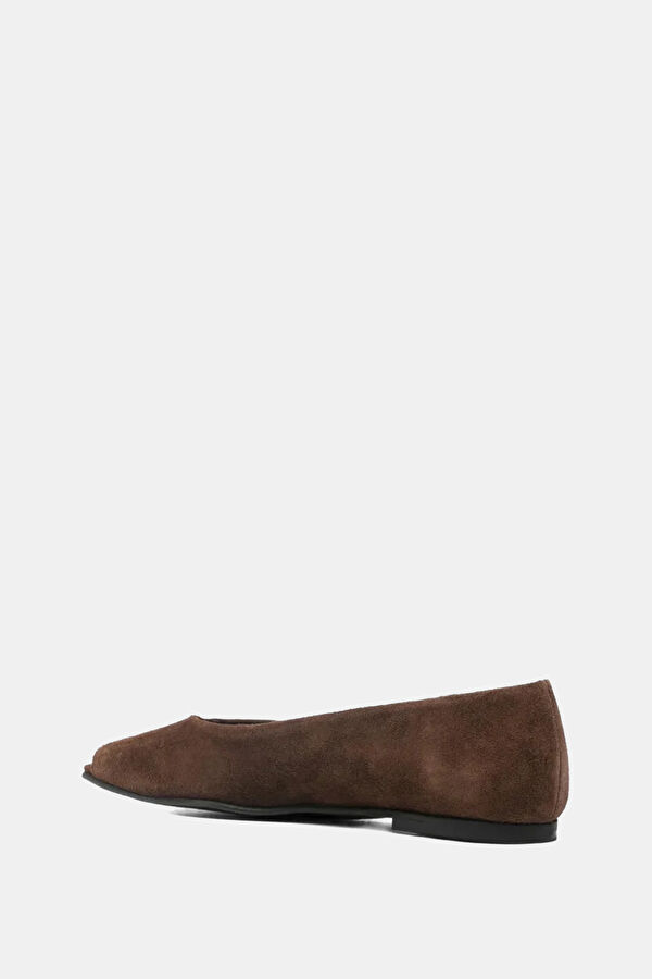 Katia Suede Leather Koyu Kahve Kadın Babet 4