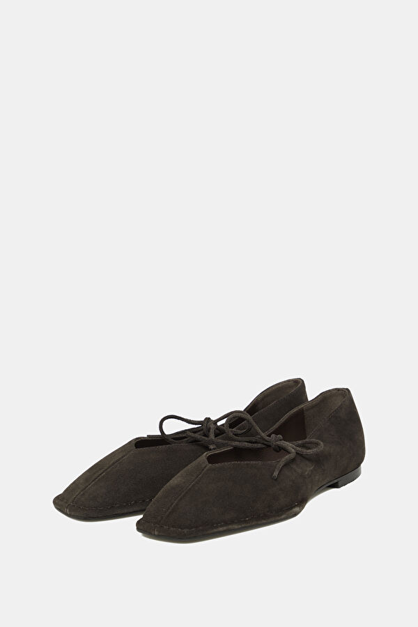 Sway Suede Leather Kahve Kadın Babet 2