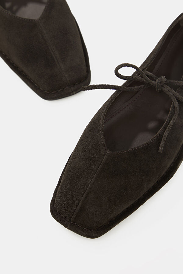 Sway Suede Leather Kahve Kadın Babet 4