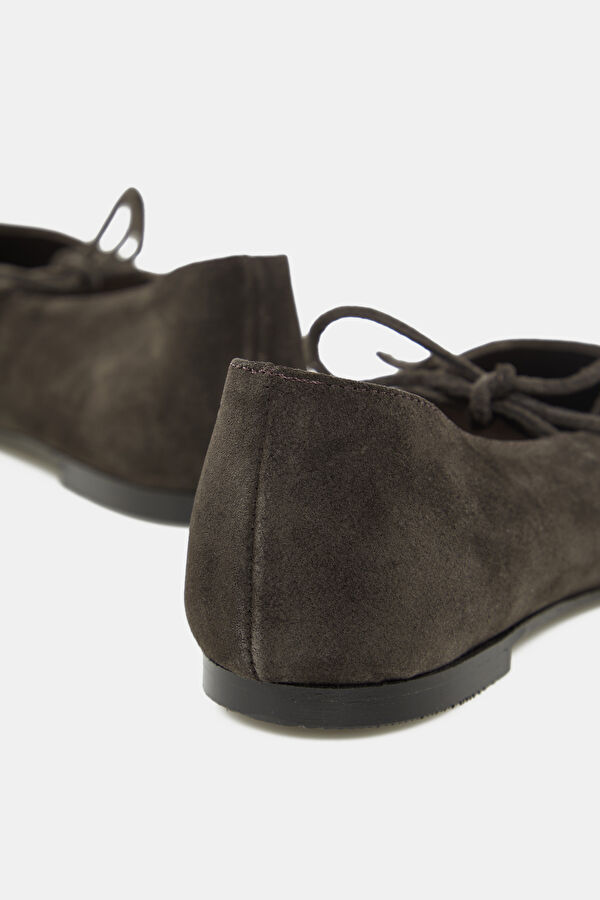Sway Suede Leather Kahve Kadın Babet 5