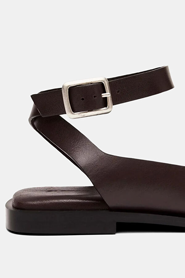 Tebas Leather Kahve Kadın Sandalet 5