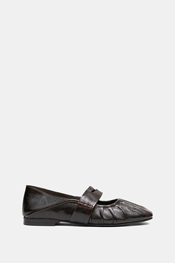Bargo Leather Kahve Kadın Babet