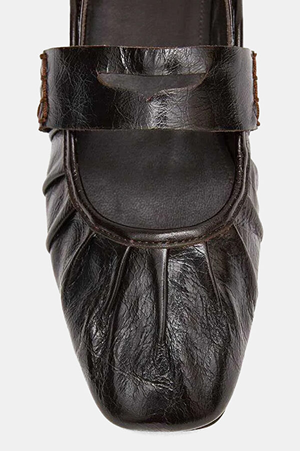 Bargo Leather Kahve Kadın Babet 5