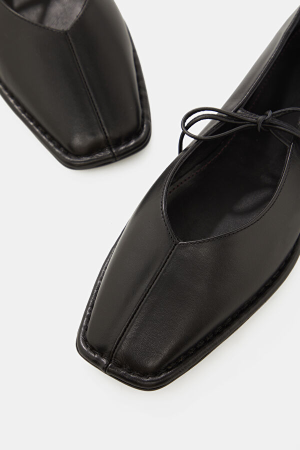 Sway Leather Siyah Kadın Babet 4