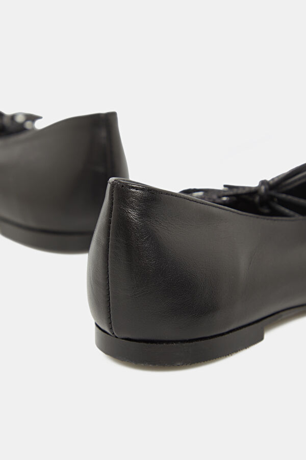 Sway Leather Siyah Kadın Babet 5
