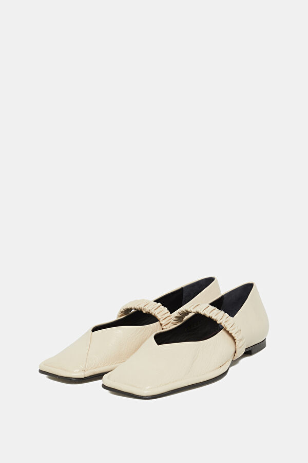 Lautan Leather Krem Kadın Babet 2