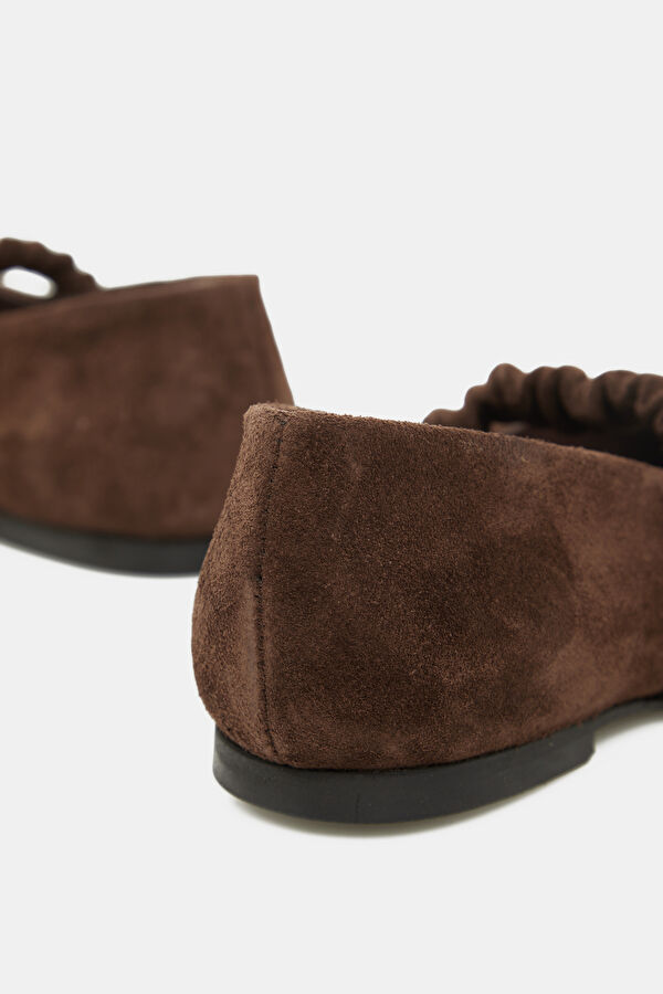 Lautan Suede Leather Kahve Kadın Babet 5