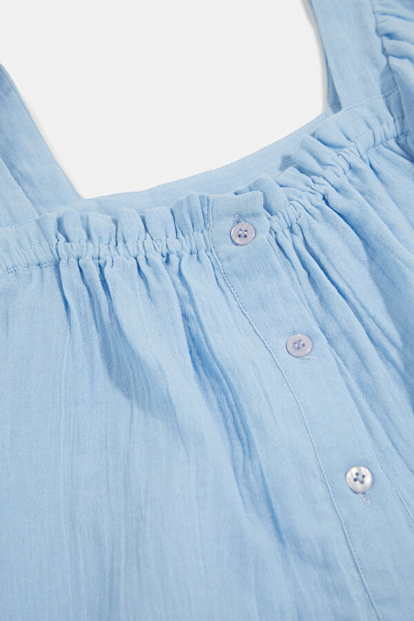 Blue Short-Sleeved Women's Blouse 3