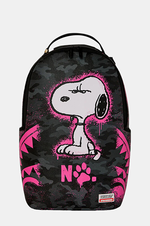 Snoopy Pink Stencil Siyah Çanta