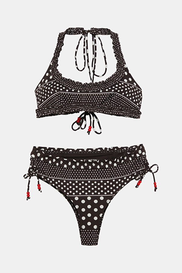 Black Patterned Women's Bikini