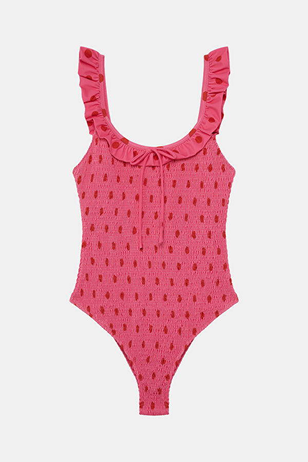 Pembe Puantiye Kadın Mayo