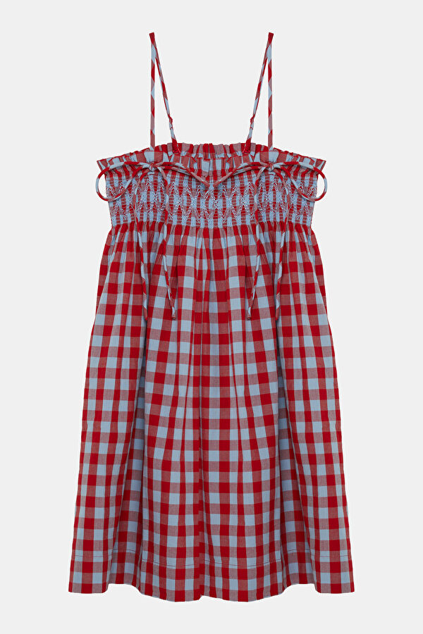 Red Plaid Mini Women's Dress