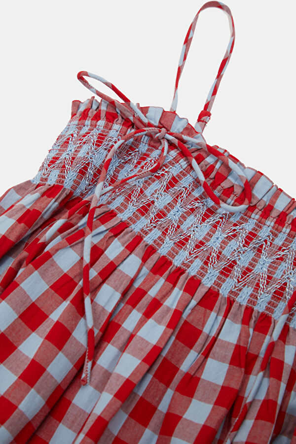 Red Plaid Mini Women's Dress 3