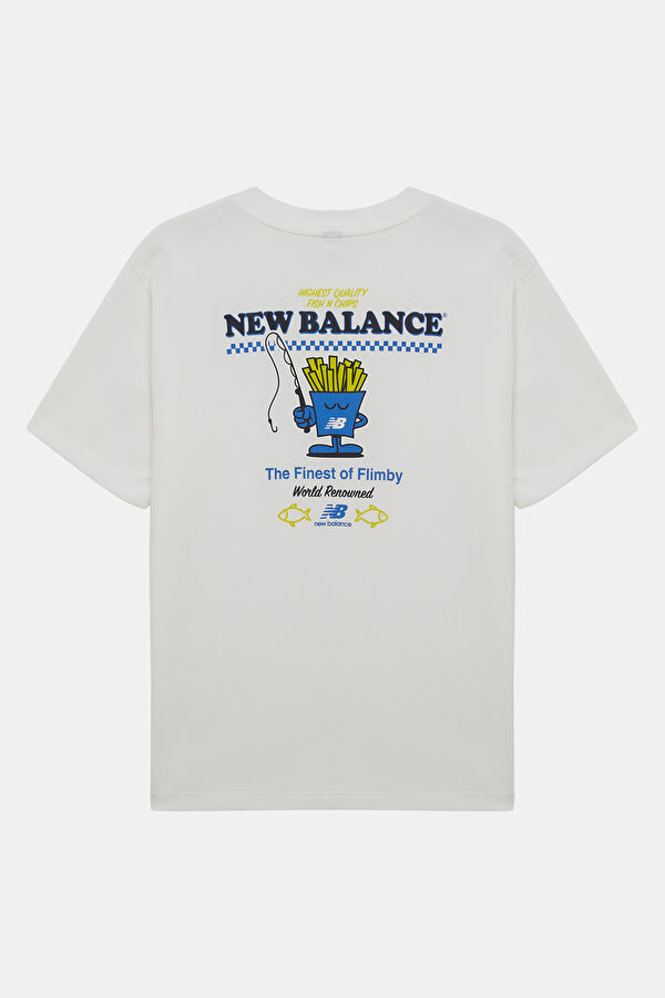 Relax Kalıp Beyaz Bisiklet Yaka Baskılı Erkek T-Shirt 2