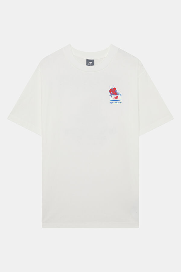Relax Kalıp Beyaz Bisiklet Yaka Baskılı Erkek T-Shirt