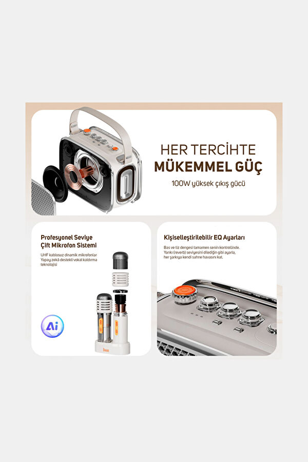 Divoom Songbird Ultra 100W Çift Mikrofonlu Karaoke Bluetooth Hoparlör 4