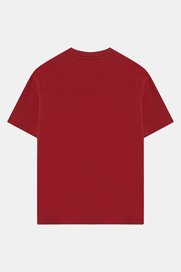 Relax Fit Burgundy Crew Neck Printed Men's T-Shirt 2