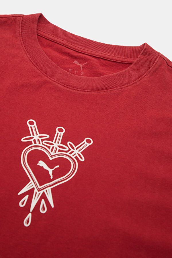 Relax Fit Burgundy Crew Neck Printed Men's T-Shirt 3