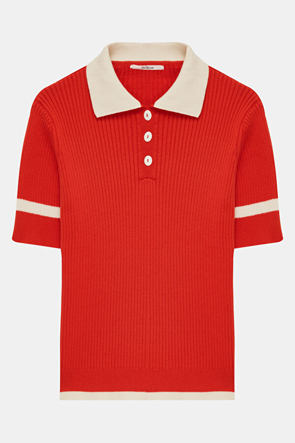 Red Short-Sleeved Women's Blouse