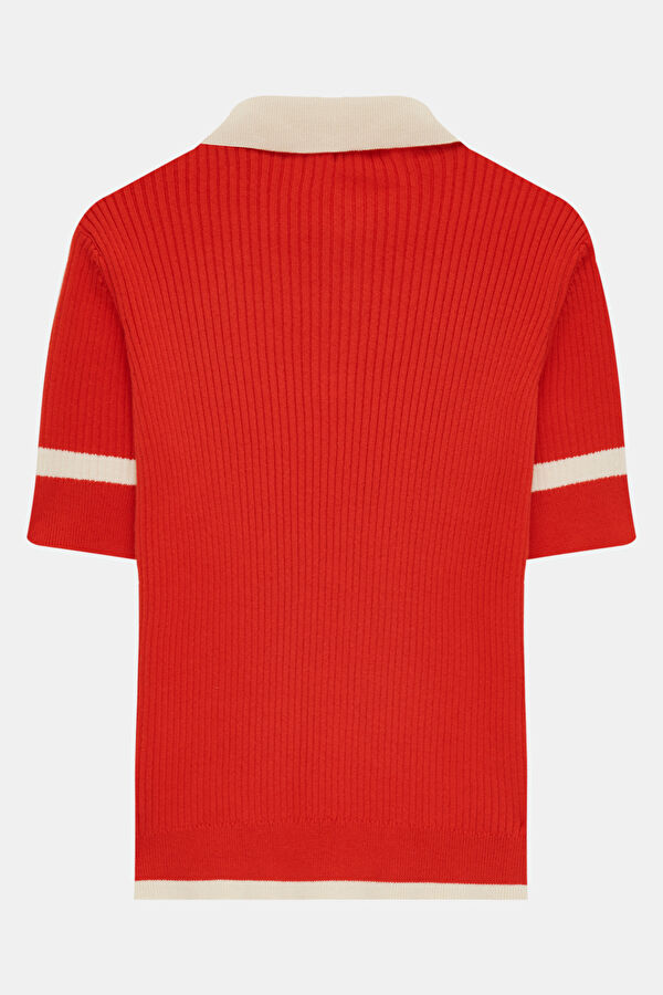 Red Short-Sleeved Women's Blouse 2