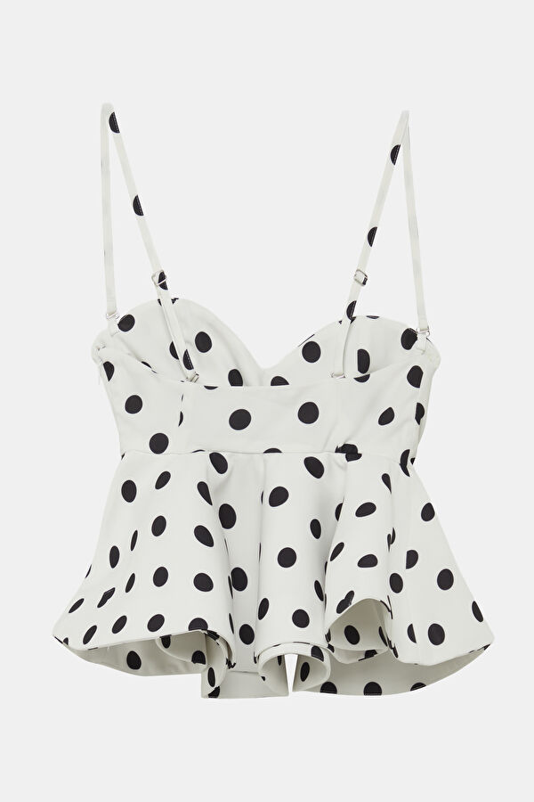 White Polka Dot Strappy Women's Blouse 2