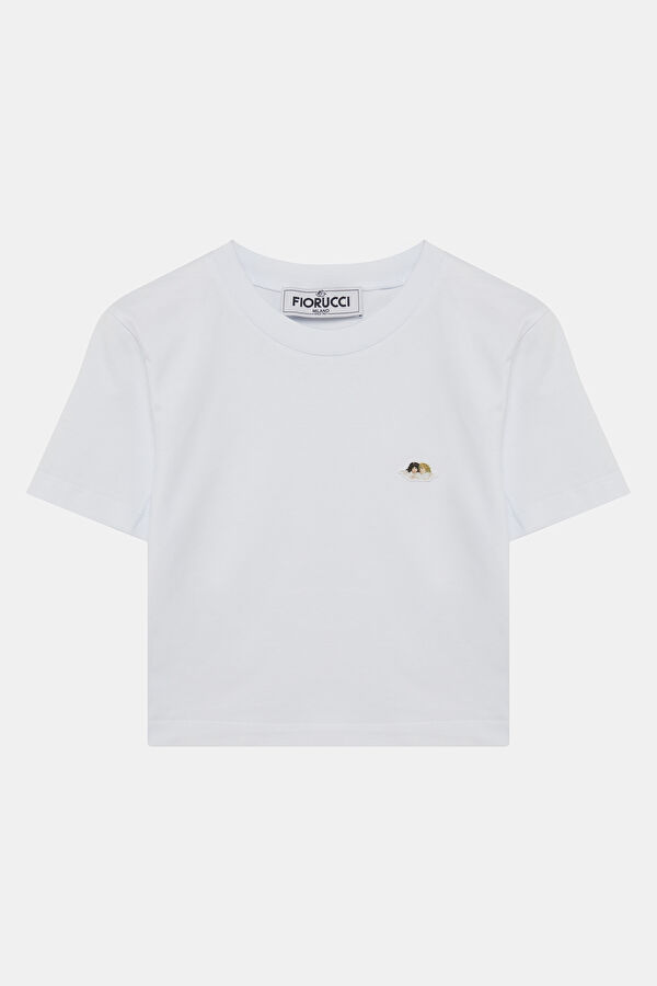 Beyaz Bisiklet Yaka Kadın T-Shirt